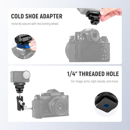 NEEWER Mount Adapter Compatible with DJI Osmo 360 / Action 5 Pro/4/3, Metal Magnetic Quick Release Action Camera Adapter Mount with 160° Tilt, Cold Shoe, 1/4" Thread, AC012 - style: AC012