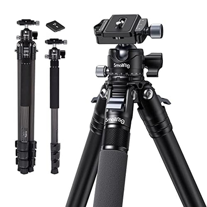 SmallRig AP-10 Carbon Fiber Tripod, 52.4" Lightweight Compact Camera Tripod with Detachable Monopod, 360° Ball Head with Payload 5 kg/11 lb, Quick Release Plate for Canon for Sony, DSLR Camera, Phone - style: 52.4"