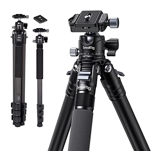 SmallRig AP-10 Carbon Fiber Tripod, 52.4" Lightweight Compact Camera Tripod with Detachable Monopod, 360° Ball Head with Payload 5 kg/11 lb, Quick Release Plate for Canon for Sony, DSLR Camera, Phone - style: 52.4"