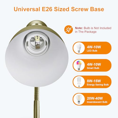 LEPOWER Metal Desk Lamp, Adjustable Goose Neck Table Lamp, Eye-Caring Study Desk Lamps for Bedroom, Study Room and Office (Bronze) | Compact & Sturdy, Space-Saving for Bedside & Dorm, E26 Table Lamp, Eye-Caring, Ldeal for Study, Office, Back to School - c