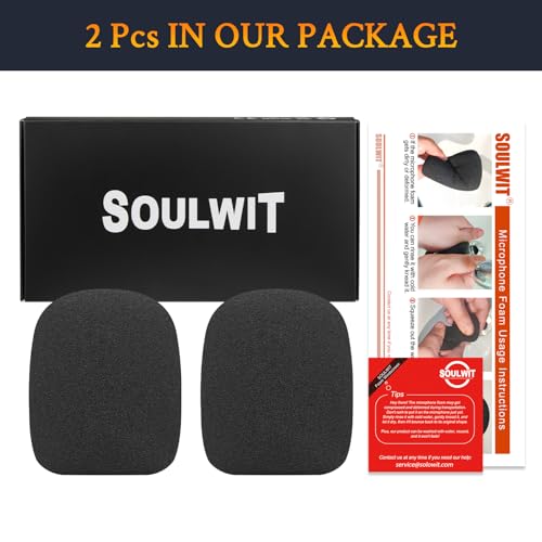 SOULWIT 2Pcs Pop Filter for Elgato Wave:3(Wave3), Protective Mic Cover Windscreen Foam - Black