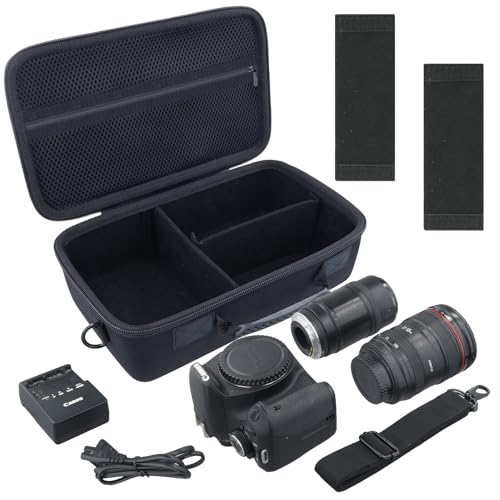 Camera Case Compatible with Canon EOS Rebel T7/T100/R50/R100/R5/R6 V//R6 Mark II DSLR Camera with 18-55mm Lens,Sony,Nikon DSLR Camera Protective Case with Shoulder Strap (Black Case) - color: Black Case