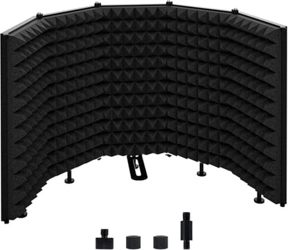 5-Panel Foldable Microphone Isolation Shield – Portable Soundproof Vocal Booth for Recording, Studio Mic Shield Compatible with Blue Yeti and Other Microphones - size: Five panels