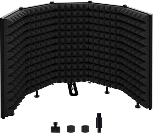 5-Panel Foldable Microphone Isolation Shield – Portable Soundproof Vocal Booth for Recording, Studio Mic Shield Compatible with Blue Yeti and Other Microphones - size: Five panels