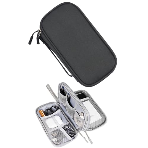 Electronic Organizer, Travel Cable Organizer Bag Pouch Electronic Accessories Carry Case Portable Waterproof Double Layers Big Storage Bag for Cable, Cord, Charger, Phone-Black - color: Black, style: S_double Layers