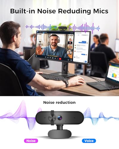 1080P Webcam Computer Camera with Microphone & Wide View - Auto Light Correction Webcam for PC, Mac, Laptop, Desktop - Built-in Privacy Cover Plug & Play USB for Zoom/Skype/Streaming