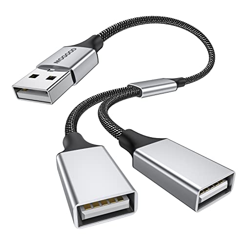 MOGOOD USB Splitter 1 in 2 Out,USB A Splitter Dual USB Printer Splitter | USB Y Cable Double USB Port Adapter for Charging, Power and Data, 2 Port HUB for Car,Laptop, PC, Smart TV, Keyboard,Mouse - color: Silver, size: 1pack