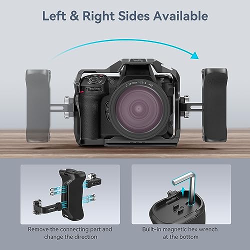 SmallRig Aluminum Side Handle for Camera Cages, Universal Ergonomic Side Handgrip with Bulit-in 1/4"-20 Locating Hole, Strap Hole, Cold Shoe, 36mm Up/Down Adjustable - style: Screws Side Handle