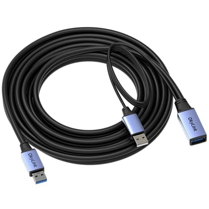 OkyLink Active USB 3.0 Extension Cable A to A, Male to Female 15ft | 5m, 3.2 Gen1, with Power Cable, 5Gbps,Plug and Play, for CCTV Camera, Printer - color: USB3.0(5Gbps), size: 15ft (5m)