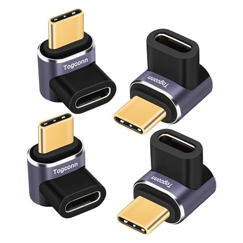90 Degree Right Angle USB C Adapter (4 Pack), USB Type-C Male to Female Extender Connector, 40Gbps, 8K@60Hz Compatible with MacBook Pro/Air, iPhone 15/15 Pro Max, iPad Pro, Tablet, Phone, More - color: USB C 90 degree, size: 4 Pack