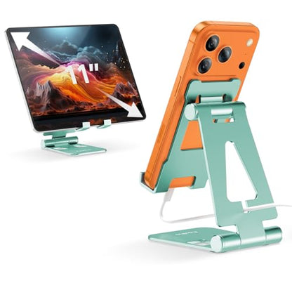 Aoviho Adjustable Cell Phone Stand Desktop Phone Holder - Universal Foldable Moblie Phone Stand for iPhone 17 16 Pro Xs Max Xr X 8 7 6 5 5s SE All Phones… (Mint Green) - color: Mint Green