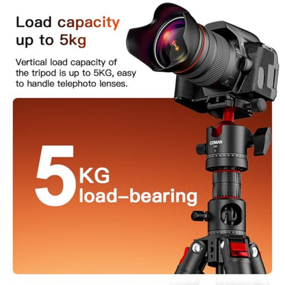 COMAN 72" Overhead Tripod, Camera Tripod with Center Column and 360 Degree Ball Head, Detachable Monopod with Arca QR Plate, Horizontal Tripod for Camera, DSLR, Max Load 11 lbs - color: KX3939MINI-A32