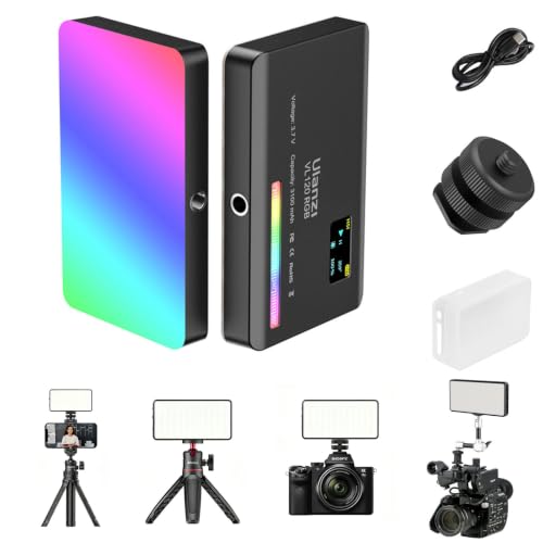 ULANZI VL120 RGB Video Light, Pocket LED On-Camera Video Lights, Built-in 3100mAh Rechargeable Battery, 360 Full Color 20 Light Effects, CRI≥95 2500-9000K LED Panels for Photography Vlogging