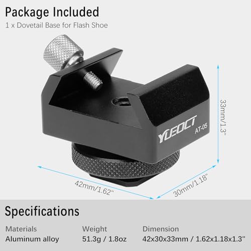 Metal Telescope Finderscope Mount Adapter Finder Scope Base Dovetail Bracket with 1/4" Threaded Hole for Video DSLR Mirrorless Camera Flash Hotshoe Coldshoe Hot Cold Shoe Sky Astrophotography