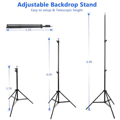 10ft Adjustable Photo Backdrop Stand Kit with Carry Bag & Clamps - Portable Background Support System for Studio, Wedding, Party Photography