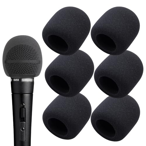 6 PCS Handheld Microphone Windscreen - Mic Pop Filter for Studio Microphone, Bluetooth Handheld Microphone and Wireless Handheld Microphone, Microphone Cover for Singing Handheld Mic by YOUSHARES - color: Black