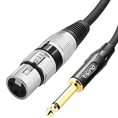 Tisino Female XLR to 1/4 (6.35mm) TS Mono Jack Unbalanced Microphone Cable Mic Cord for Dynamic Microphone - 16 FT/5 Meters - size: 15 feet