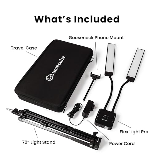 Lume Cube Flex Light Pro - Portable Dual LED Lamp with Tripod and Phone Holder Mount | Flexible 2-Point LED Lights for Tattoo Artists, Beauticians, aestheticians, lash Artists, and Content Creators