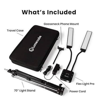 Lume Cube Flex Light Pro - Portable Dual LED Lamp with Tripod and Phone Holder Mount | Flexible 2-Point LED Lights for Tattoo Artists, Beauticians, aestheticians, lash Artists, and Content Creators