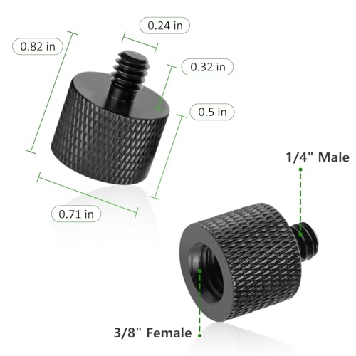 2 Pack 3/8" Female to 1/4" Male Screw Adapter Thread for Tripod Accessories Microphone Holder Camera Mount