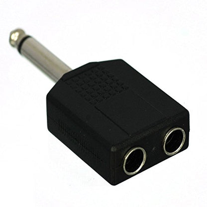 CESS 6.35mm 1/4 Inch Mono Male to 2 Female Splitter Adapter - 1/4 TS Male to Dual TS Female (2 Pack)