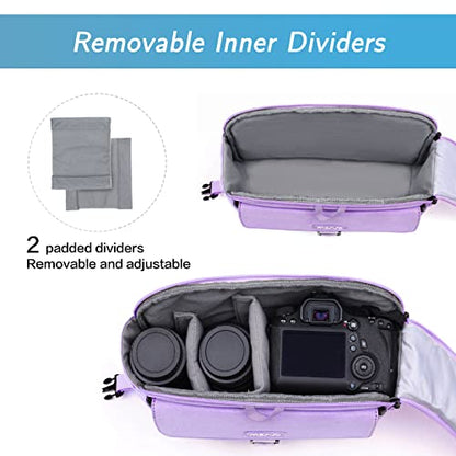 MOSISO Camera Shoulder Bag Case Crossbody Sling Purse, DSLR/SLR/Mirrorless Compact Padded Photography Handbag with Rain Cover Compatible with Canon/Nikon/Sony Cameras and Lenses, Purple - color: Purple