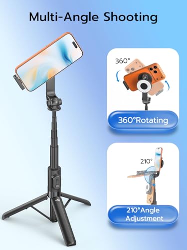 USKEYVISION Vlogging Kit for iPhone, Magnetic Selfie Stick Tripod with Light, Magnetic Microphone & Remote, Content Creator Essentials for YouTube TikTok Video Recording & Live Streaming - size: 49" Magnetic Selfie Stick with Light & Microphone