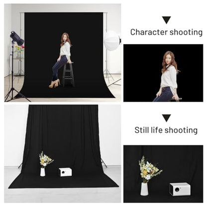 Black Backdrop Background,5 X 6.5 FT Large Photography Backdrop Photo Photoshoot Background Screen for Photography Photo Booth Backdrops Parties Curtain - color: Black, size: 5*6.5