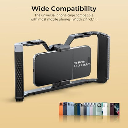 SmallRig IG-02 Wireless Control Universal Phone Cage for Short Video Starters, Dual Handgrip Smartphone Video Rig with Cold Shoe Mount, for iPhone 17 16 & Android, for Creators Vlogging-5356 - style: Wireless Controller