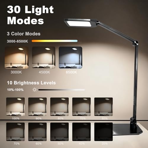 NS Pro LED Desk Lamp with Remote, Eye-Caring CRI95+ Dimmable Light, 3000K–6000K Adjustable Color Temperature, Flexible Clamp or Base Mount, Memory Function Desk Lamp for Office, Study & Zoom Meetings