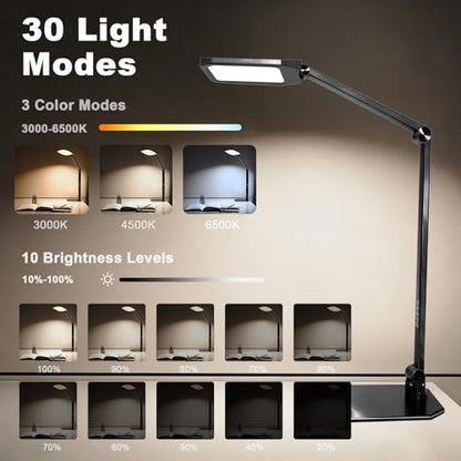NS Pro LED Desk Lamp with Remote, Eye-Caring CRI95+ Dimmable Light, 3000K–6000K Adjustable Color Temperature, Flexible Clamp or Base Mount, Memory Function Desk Lamp for Office, Study & Zoom Meetings
