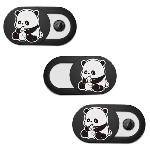 SIREG Webcam Cover Ultra Thin - Web Camera Cover fits Laptop,Tablet,PC,Computer, Smartphone, Protect Your Privacy and Security,Strong Adhesive (Panda-Black & 3 Pack) - color: Panda-Black & 3 pack