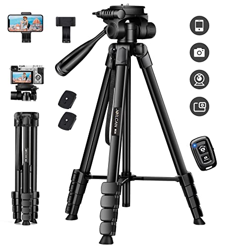 JOILCAN Phone Tripod, 68" Tripod for Phone Stand Video Recording Photos, Travel Floor Tripods Compatible with iPhone Canon Nikon DSLR, Cell Phone Tripods with Remote/Travel Bag - color: Dark, size: 68 Inch