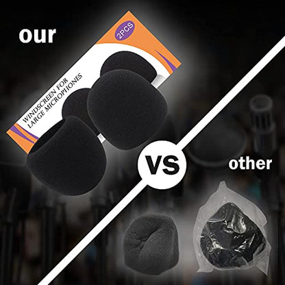 Foam Microphone Windscreen for Blue Yeti - Professional Pop Filter for 2.5 Inch Diameter Microphones Sponge Mic Cover 2Pcs