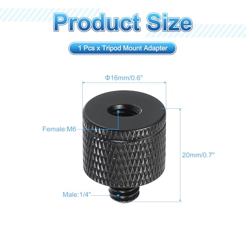 PATIKIL Tripod Screw Adapter M6 Female to 1/4" Male, Tripod Nut Connectors Camera Mount Screw Camera Double Head Converter for Microphone Holder Magic Arms Accessories - size: M6 to 1/4"