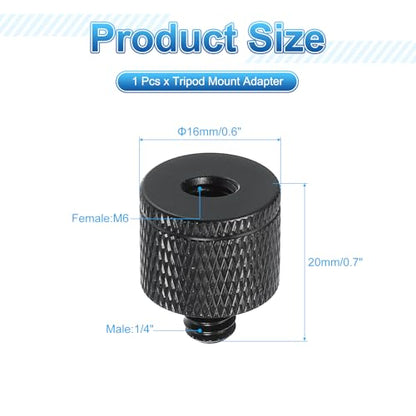 PATIKIL Tripod Screw Adapter M6 Female to 1/4" Male, Tripod Nut Connectors Camera Mount Screw Camera Double Head Converter for Microphone Holder Magic Arms Accessories - size: M6 to 1/4"