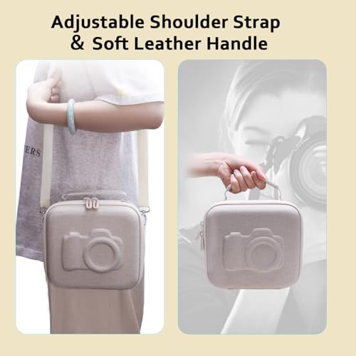 XANAD Hard Camera Case Bag Compatible with Canon EOS Rebel T7/ T100/ R50/ R50 V/RP/ R8/ R6 Mark II/ R7/ R10 DSLR Mirrorless Cameras, for Canon Sony Kodak Panasonic Nikon DSLR Mirrorless Camera, Cream - color: Cream
