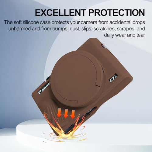 Easy Hood Case for Canon Powershot G7 X Mark III Digital Camera, Soft Silicone Protective Cover with Removable Lens Cover for Canon Powershot G7X Mark III DSLR Camera (Brown) - color: G7X3 Brown