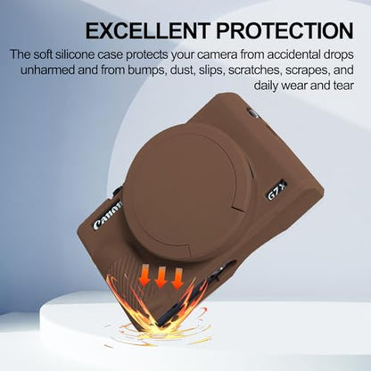 Easy Hood Case for Canon Powershot G7 X Mark III Digital Camera, Soft Silicone Protective Cover with Removable Lens Cover for Canon Powershot G7X Mark III DSLR Camera (Brown) - color: G7X3 Brown
