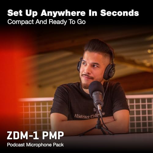 Zoom ZDM-1 Podcast Mic Pack Includes Dynamic Microphone, Headphones, Tripod, Windscreen, and XLR Cable | Includes Zdm-1 Dynamic Mic, Zhp-1 Closed-Back Headphones, Tps-4 Tripod, Windscreen, 2m Xlr Cable - size: (Pack of 1)