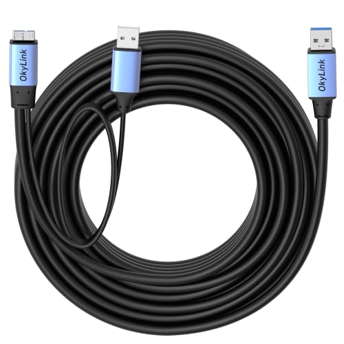 OkyLink Active USB 3.0 A to Micro-B Cable, Male to Male, 5Gbps, 32ft | 10M, 3.2 Gen 1, for External Hard Drive HDD SSD - color: Gray USB3.0, size: 32ft (10m)