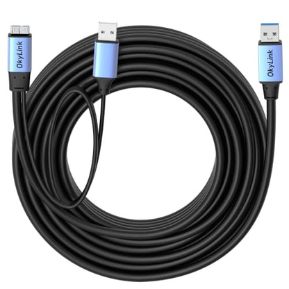 OkyLink Active USB 3.0 A to Micro-B Cable, Male to Male, 5Gbps, 32ft | 10M, 3.2 Gen 1, for External Hard Drive HDD SSD - color: Gray USB3.0, size: 32ft (10m)