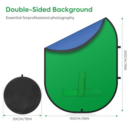 Green Screen Portable,Heorryn 3x5ft Green Blue Screen Chair Backdrop Kit Background Double Sided Pop Up Chroma Key for Photography,Live Streaming Gaming Zoom Video Chats Parties and Meeting