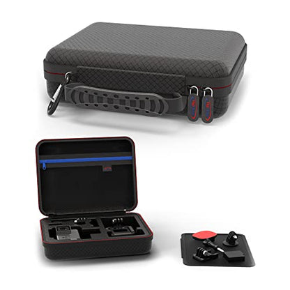 DigiCharge Action Camera Carrying Case – Fits GoPro Lit Hero 13, 12, Max 2, DJI Osmo Action 5/4 & More – EVA Hard Shell Travel Bag with Mesh Pocket, Foam Cut-Outs & Work Mat – 7×6×2.5 Inches - size: M