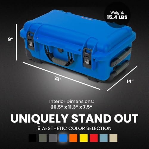 Nanuk 935 Pro Photo Kit – Waterproof Travel Camera Hard Case with Padded Dividers and Wheels, 22” x 14” x 9” - Dustproof and Impact Resistant, Airline Carry-On Approved – Blue | IP67 Waterproof Nk-7 Resin, Powerclaw Latches, Padded Divider and Lid Organiz