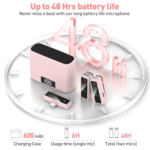 Wireless Lavalier Microphone with Charging Case for iPhone 15-17 & Android