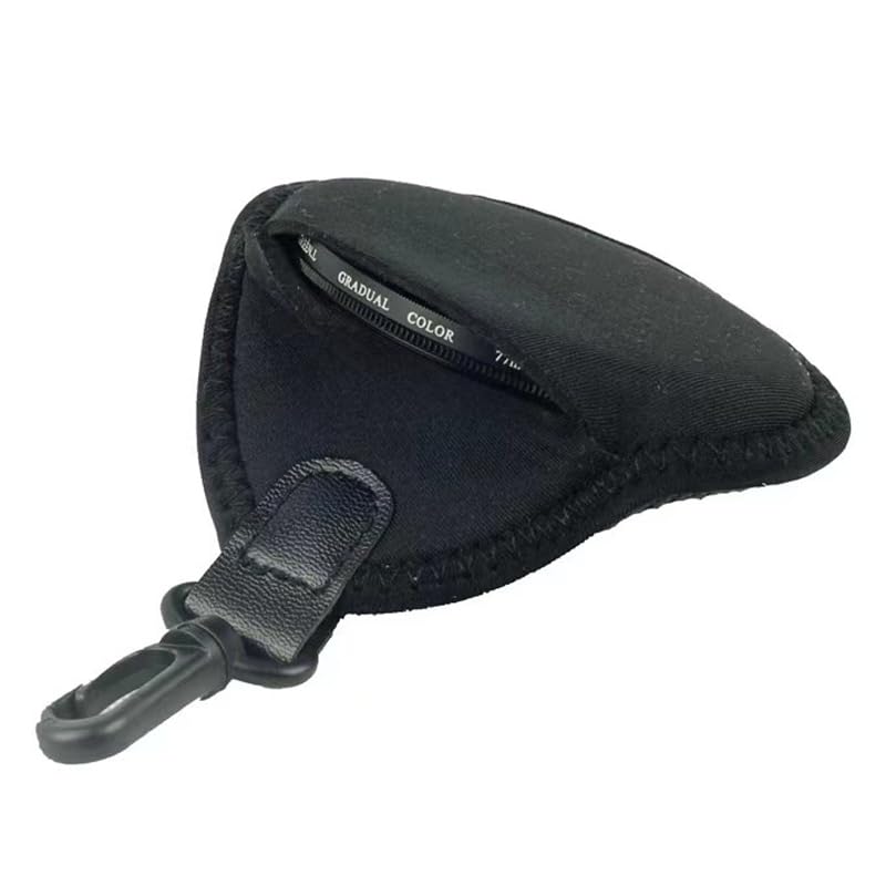 2 Pack Lens Filter Pouch Mini Storage Bag Sleeve Protective Case with Keychain Hook 2 Pockets For Camera CPL MC UV ND 25mm-77mm 43mm 46mm 49mm 52mm 55mm 58mm 62mm 67mm, Black