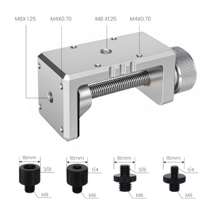 Heavy Duty C Clamp & Desk Clamp, Aluminum Alloy Table Mount with 1/4" & 3/8" Camera Tripod Adapter, Wide Jaw Design for Desk, Shelf, Camera Mount, Woodworking & Workbench (Silver) - color: Silver