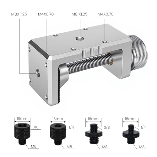 Heavy Duty C Clamp & Desk Clamp, Aluminum Alloy Table Mount with 1/4" & 3/8" Camera Tripod Adapter, Wide Jaw Design for Desk, Shelf, Camera Mount, Woodworking & Workbench (Silver) - color: Silver