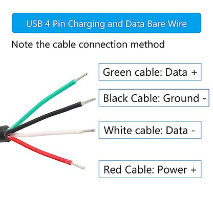 2Pcs Short USB A Male 4 Pin Bare Wire 11inch,USB 5V/2A 4 Pin Pigtail Open End Power and Data Cable,for USB Equipment Installed or Replacement Repair DIY Cable - style: USB A Male - 2Pcs